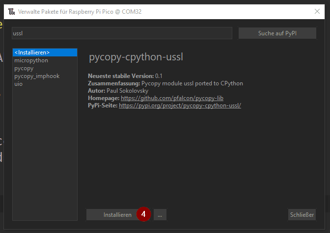 installieren des Modules 