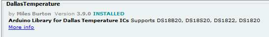 erfolgreich installierte Bibliothek für den Sensor DS18B20