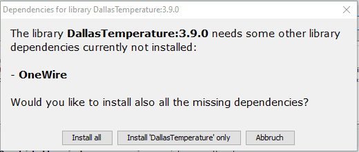 installieren der zusätzlich benötigten Bibliothek 