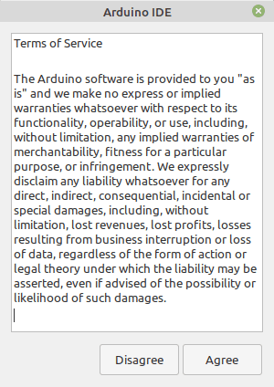 Arduino IDE 2 - Lizenzdialog
