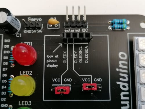 Anschluss des OLED Displays auf dem Funduino-Cube