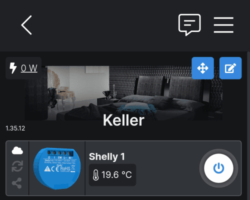 Shelly App mit Shelly 1 und Temperatursensor