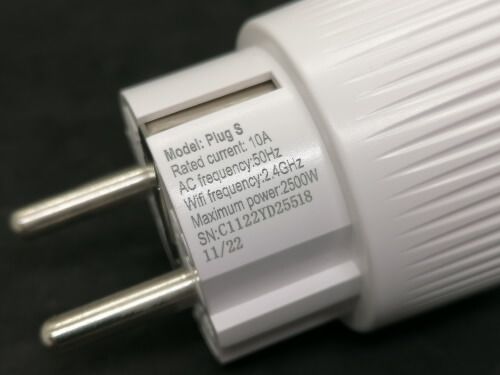 technische Daten auf dem Steckeradapter - Shelly Plug S 