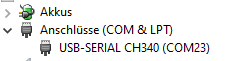 Microsoft Windows 10 Geräte-Manager - ESP32-Wroom-32