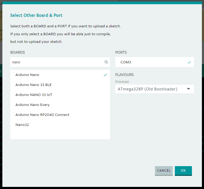 Einrichten des Mikrocontrollers in dem Arduino Web Editor