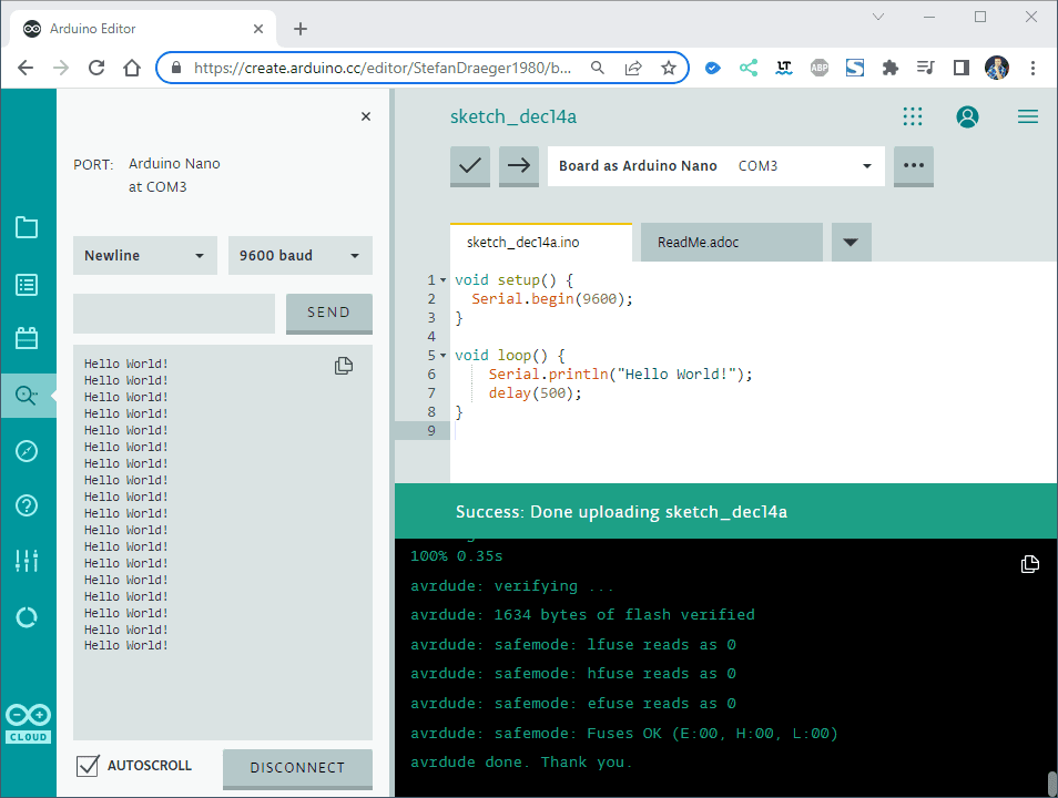 Arduino Web Editor - Sketch 