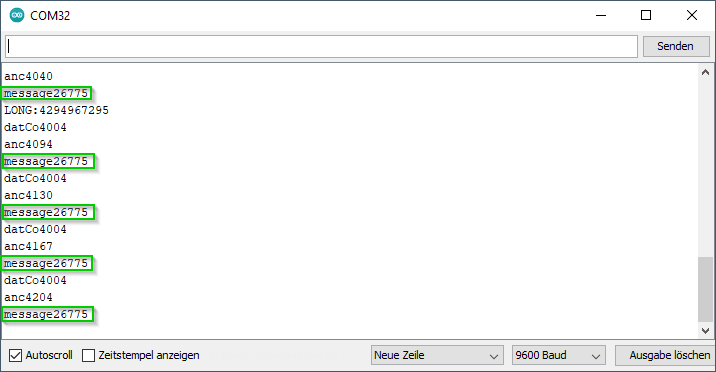 Ausgaben auf der seriellen Schnittstelle