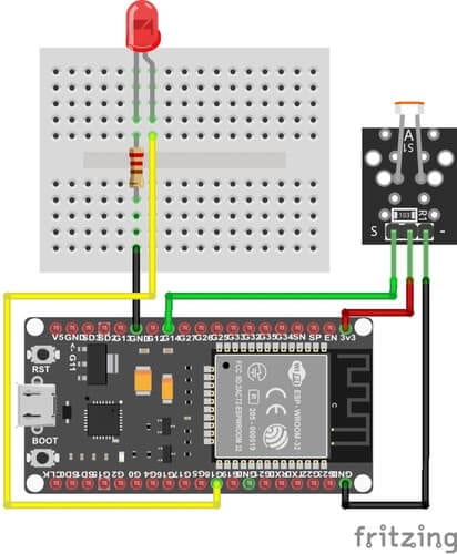 Schaltung - Fotowiderstand am ESP32