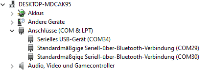 Arduino MKR Zero im Gerätemanager von Windows 10
