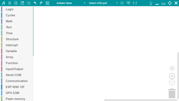 Oberfläche der Anwendung ArduBlock 2.0