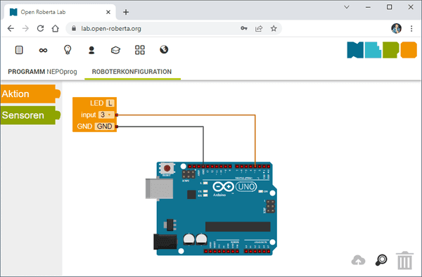 Schaltung - LED am digitalen Pin D3 am Arduino UNO