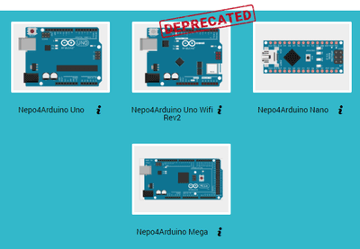 Unterstüzte Mikrocontroller der Arduino Familie im Open Roberta Lab