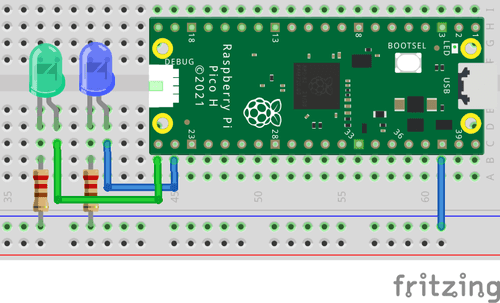 Schaltung - Wechselblinker am Raspberry Pi Pico
