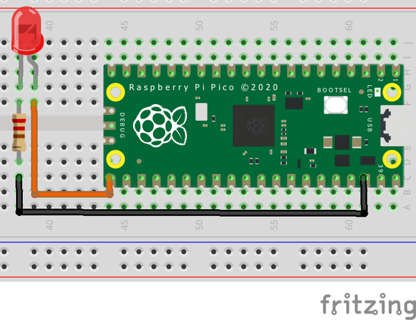 Schaltung - Raspberry Pi Pico mit LED