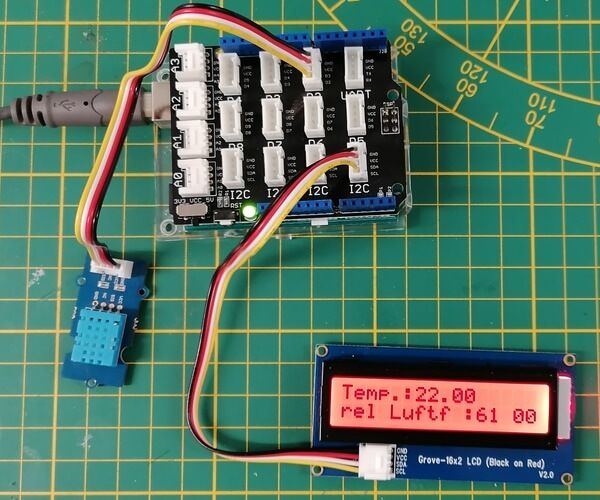 DHT11 Sensordaten am LCD-Display