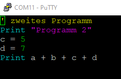 kleines BASIC Programm mit einfacher Addition von vier Werten