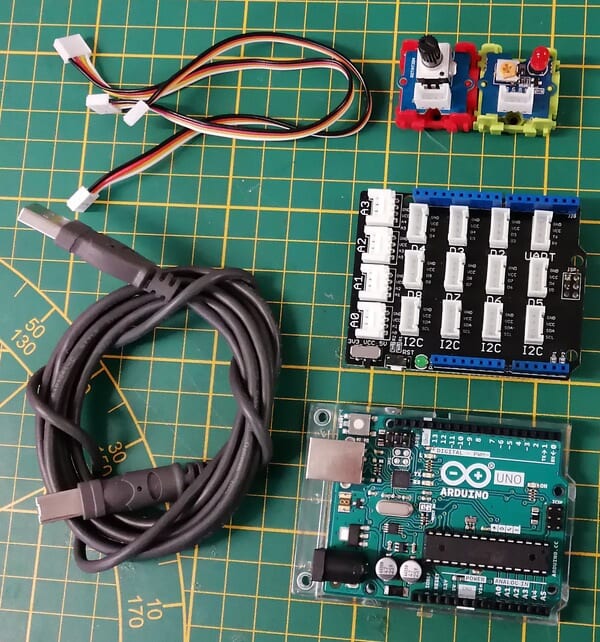 Bauteile für die Schaltung - Grove Drehpotentiometer am Arduino UNO