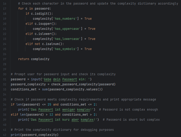 Quellcode mit Inline Kommentaren nach dem Refactoring