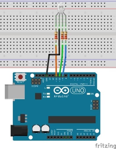 Schaltung - Arduino UNO mit RGB LED
