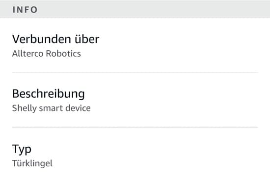 Einstellungen des Buttons in der Alexa App