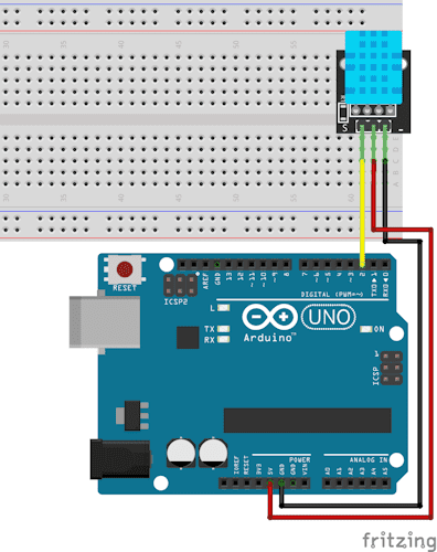 Schaltung - DHT11 Sensor am Arduino UNO R3