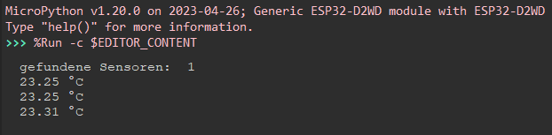 Ausgabe der Daten des Temperatursensors auf der seriellen Schnittstelle
