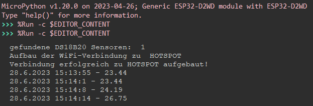 Ausgabe des fertigen Programms auf der seriellen Schnittstelle