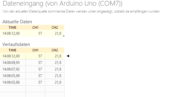 Aufzeichnen von Daten im Excel Add-in Datastreamer