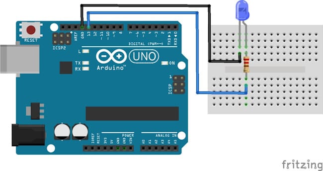 eine LED am Arduino UNO
