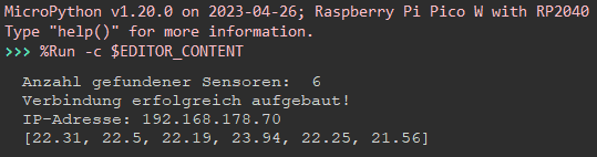 Ausgabe der Sensordaten auf der Konsole