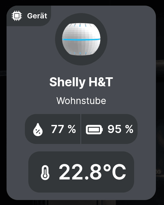 Widget für den Shelly H&T in der Smart Control App
