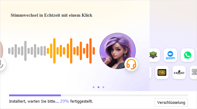 Fortschritt der Installtion von HitPaw Voice Changer