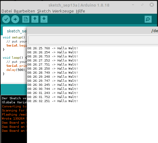 Ausgabe der Textzeile 