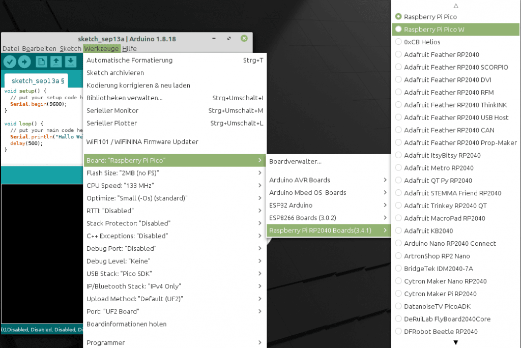unterstützte Boards des Treibers