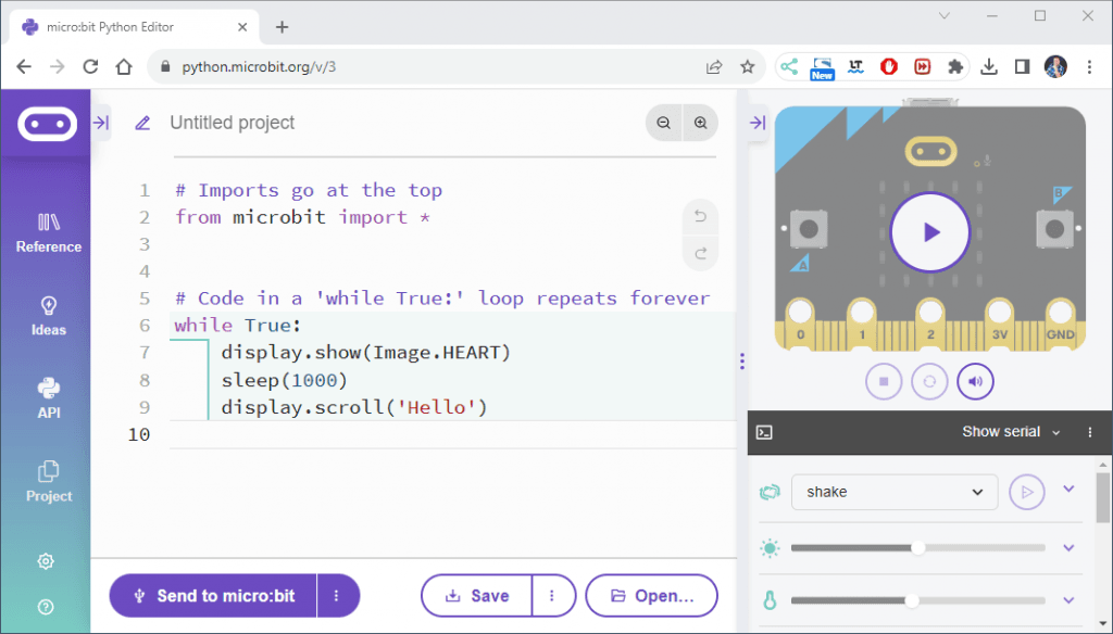 Online Python Editor für den BBC micro:bit