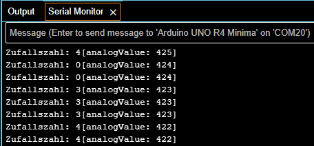 Ausgabe von Zufallszahlen in der Arduino IDE inkl. Startwert