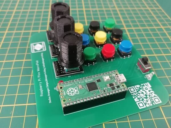 PCB NextPCB - Raspberry Pi Pico MacroPad bestückt