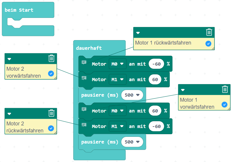 Programm zum steuern von DC-Motoren am Calliope Mini 3