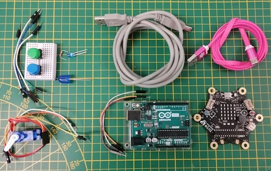 Bauteile für die serielle Verbindung von Calliope zum Arduino