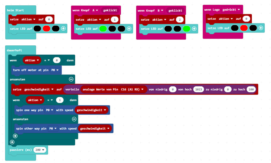 Programm zum steuern der Geschwindigkeit eines 360° Servomotors mit einem Drehpotentiometer