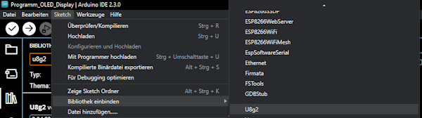 einbinden der Bibliothek U8g2 