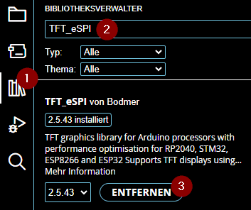 ArduinoIDE Bibliotheksverwalter - TFT_eSPI
