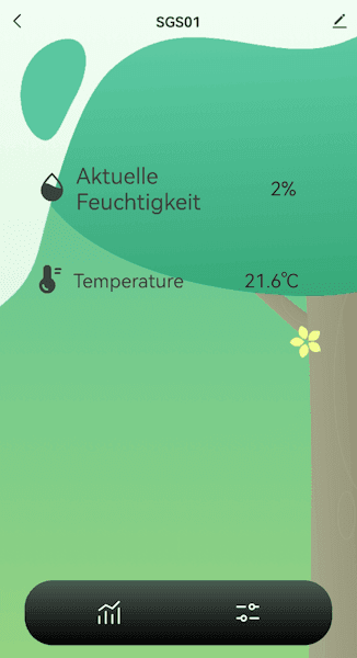Dashboard des Bluetooth Plant Monitor in der App Smart Life - Smart Living