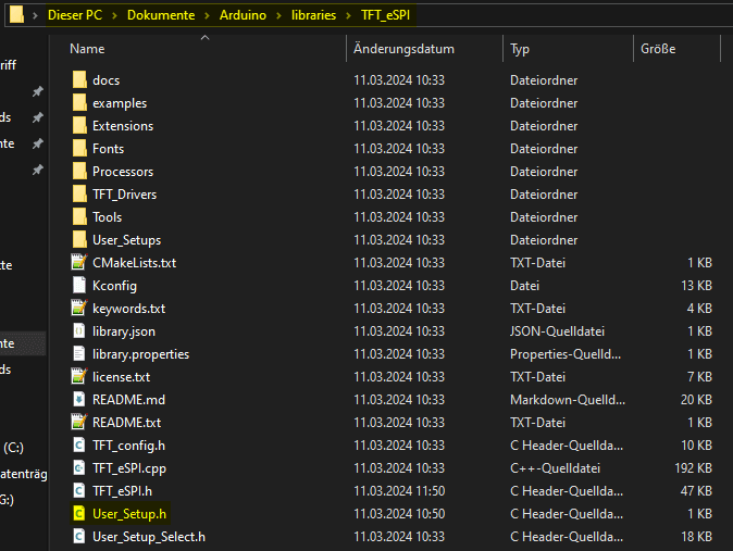 Konfiguration TFT-Display Windows Explorer