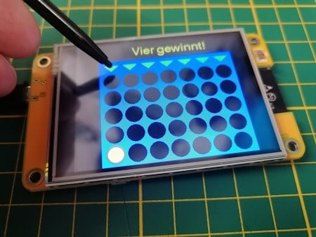 gesetzter Spielstein bei Vier gewinnt am ESP32 TFT Display