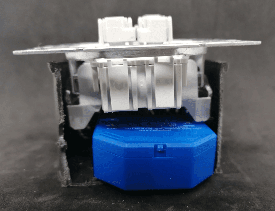 Shelly Plus 1 Mini with switch in a flush-mounted box