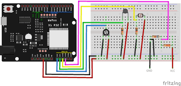 Schaltung - analoge Sensoren am ESP32 R1 D32