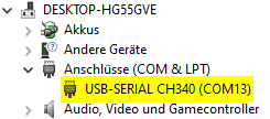 eingerichteter ESP32 DE1 R32 in Windows