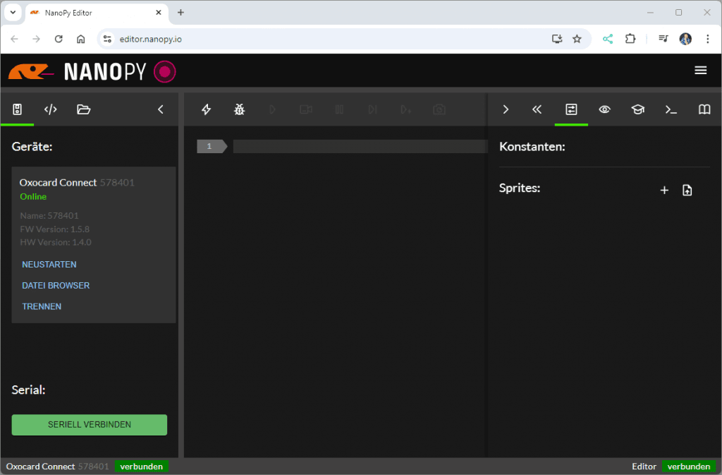 Editor - NanoPy für die Oxocard Connect