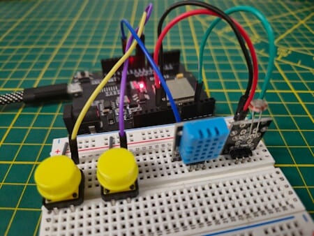 Schaltung - ESP32 D1 R32 mit LDR, Taster und DHT11 Sensor